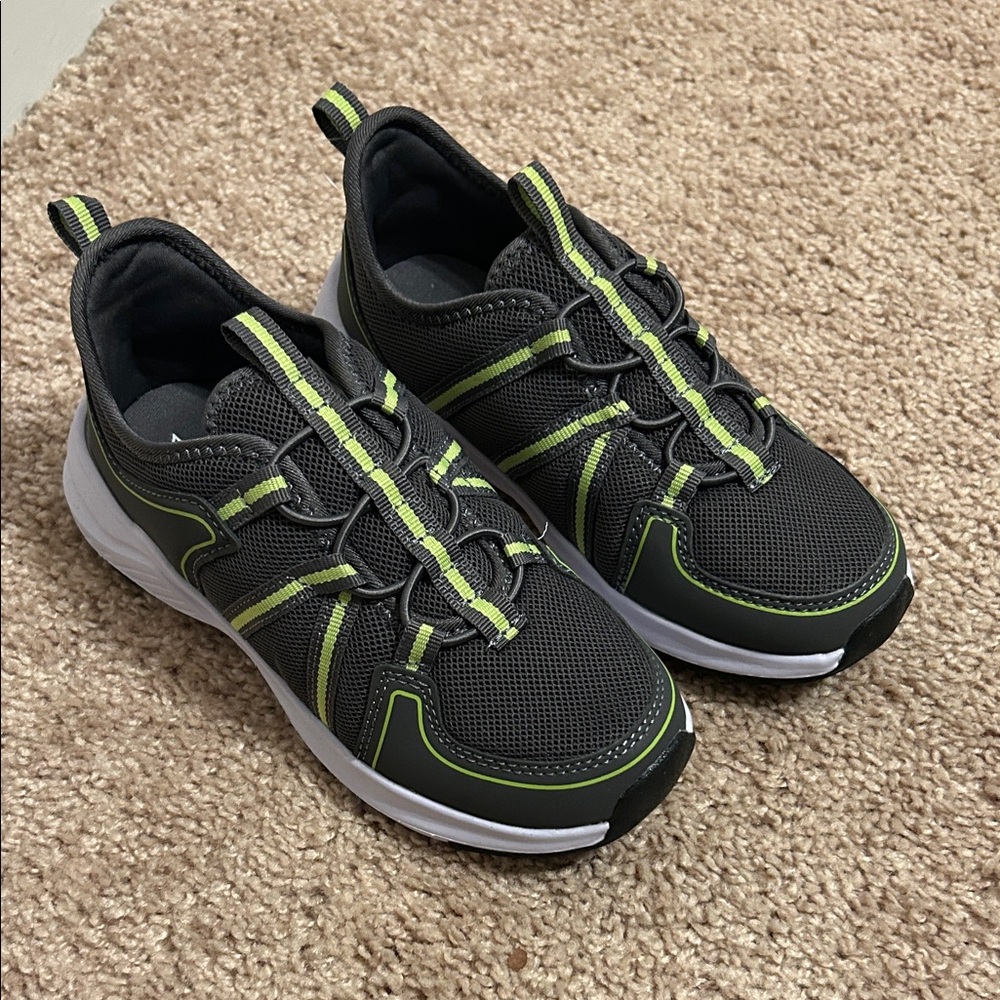Gray and Green Athletic Sneakers